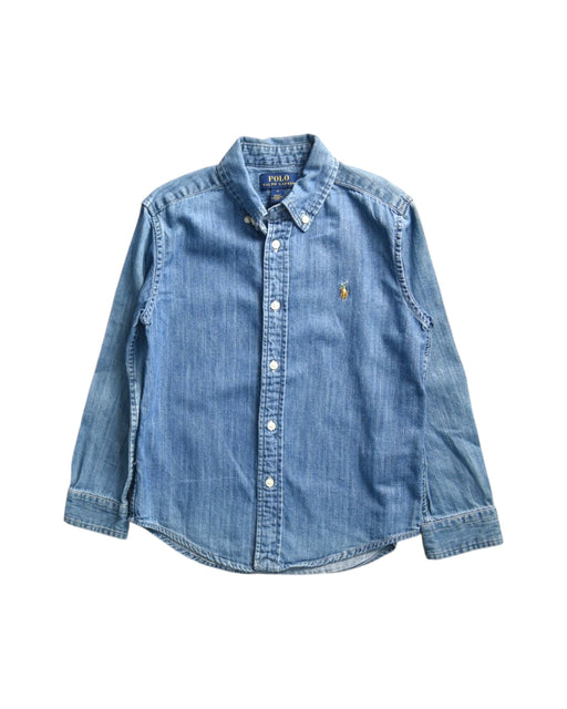 A Blue Long Sleeve Shirts from Polo Ralph Lauren in size 5T for girl. (Front View)