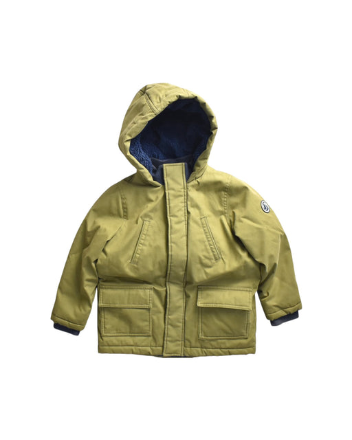 A Yellow Coats from Petit Bateau in size 6T for neutral. (Front View)
