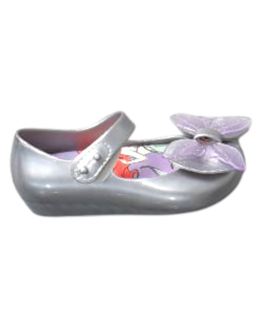 A Silver Flats from Mini Melissa in size 18-24M for girl. (Front View)