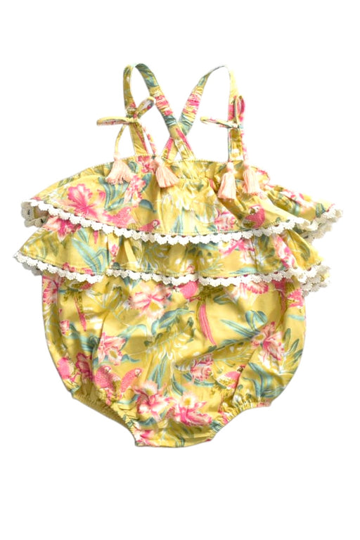 A Yellow Sleeveless Rompers from Louise Misha in size 12-18M for girl. (Front View)