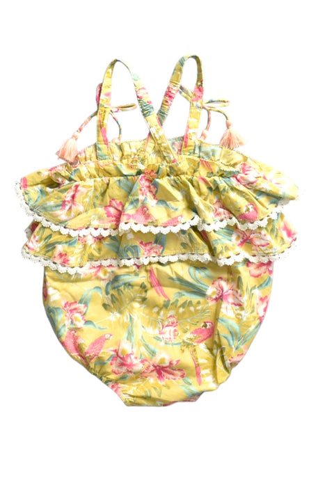 A Yellow Sleeveless Rompers from Louise Misha in size 12-18M for girl. (Back View)