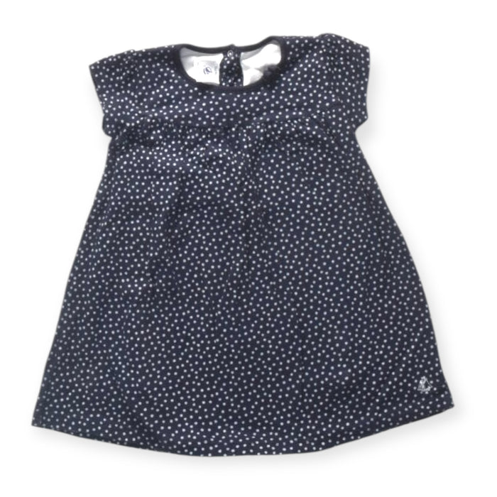 A Navy Short Sleeve Dresses from Petit Bateau in size 18-24M for girl. (Front View)