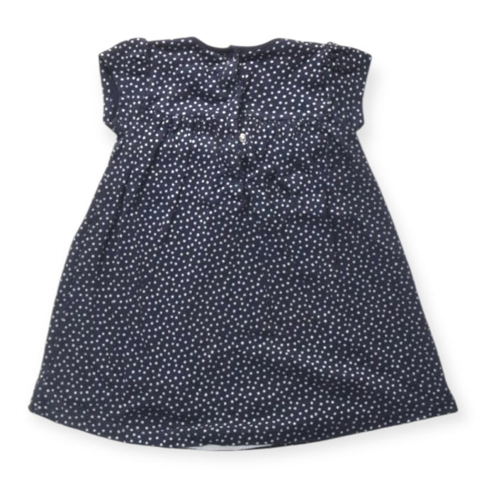 A Navy Short Sleeve Dresses from Petit Bateau in size 18-24M for girl. (Back View)