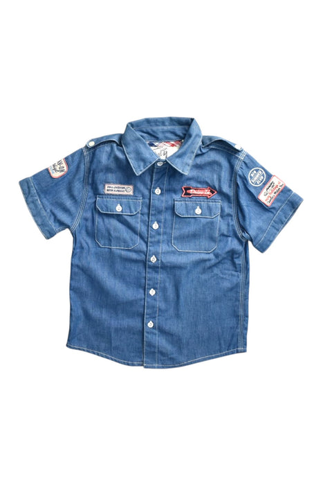 A Blue Short Sleeve Shirts from Gingersnaps in size 6T for boy. (Front View)