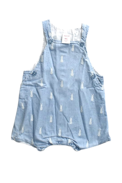 A Blue Overall Shorts from Seed in size 3-6M for girl. (Front View)