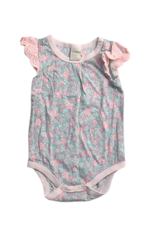 A Pink Sleeveless Bodysuits from Genwoo Kids in size 0-3M for girl. (Front View)