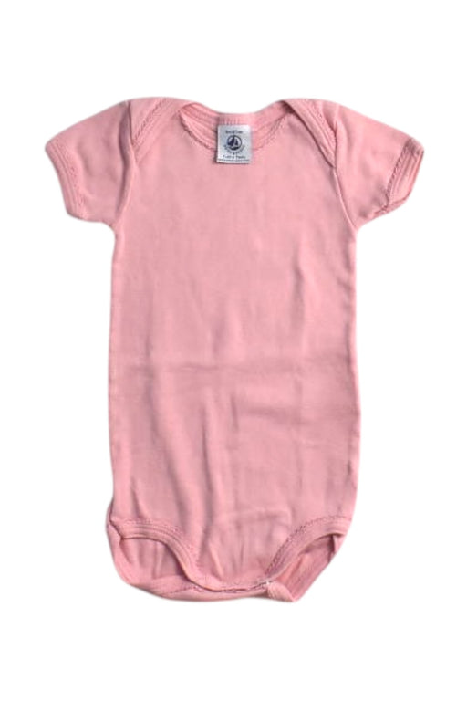A Pink Short Sleeve Bodysuits from Petit Bateau in size 3-6M for girl. (Front View)