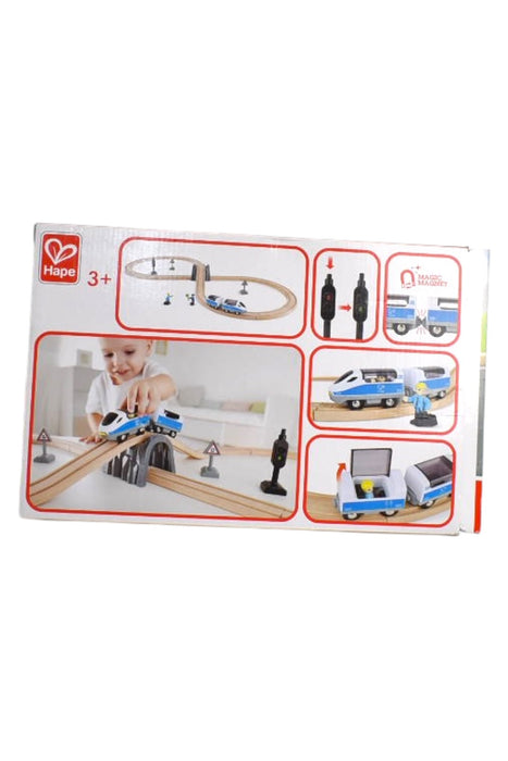 A Blue Cars Trucks Trains & Remote Control from Hape in size 3T for boy. (Back View)