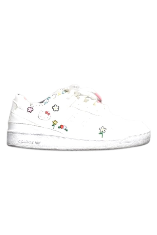 A White Sneakers from Adidas in size 6T for girl. (Front View)