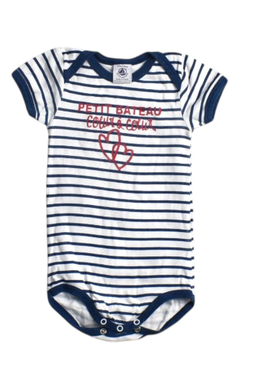 A White Short Sleeve Bodysuits from Petit Bateau in size 6-12M for boy. (Front View)