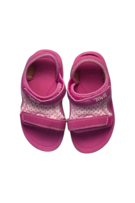 A Pink Sandals from Teva in size 3T for girl. (Back View)