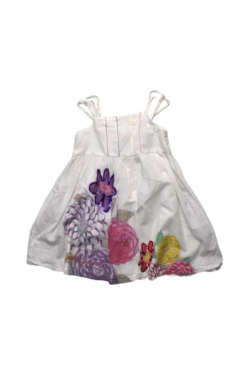 A White Sleeveless Dresses from Desigual in size 4T for girl. (Front View)