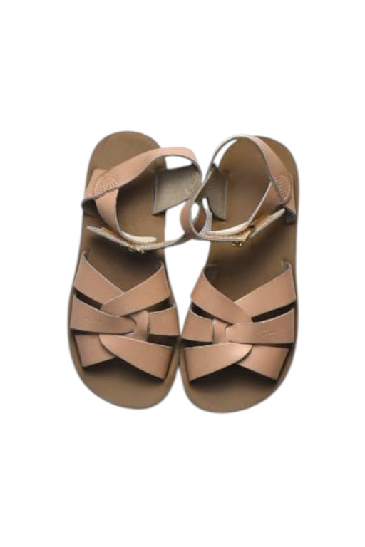 A Peach Sandals from Sun-San in size 7Y for girl. (Front View)