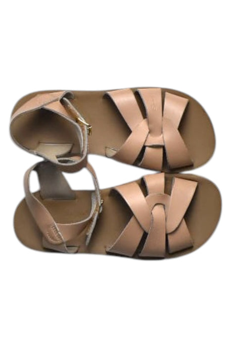 A Peach Sandals from Sun-San in size 7Y for girl. (Back View)