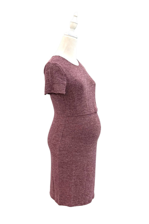 A Burgundy Short Sleeve Dresses from Mothercot in size Maternity-S for maternity. (Front View)
