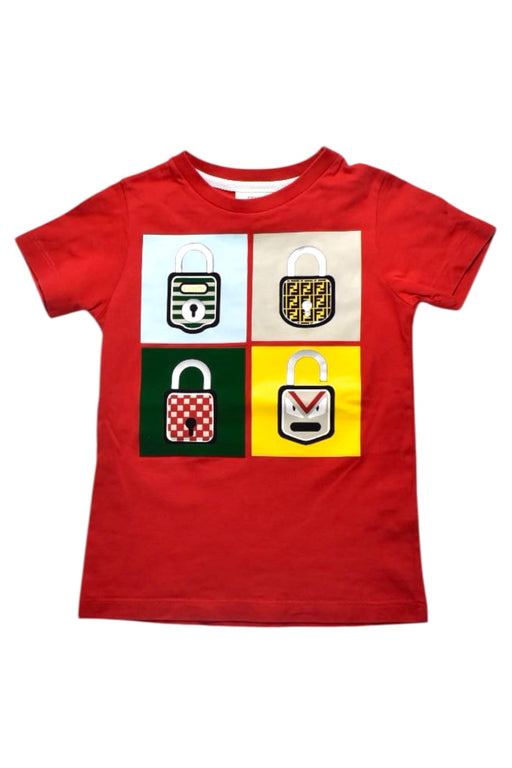 A Red Short Sleeve T Shirts from Fendi in size 4T for boy. (Front View)