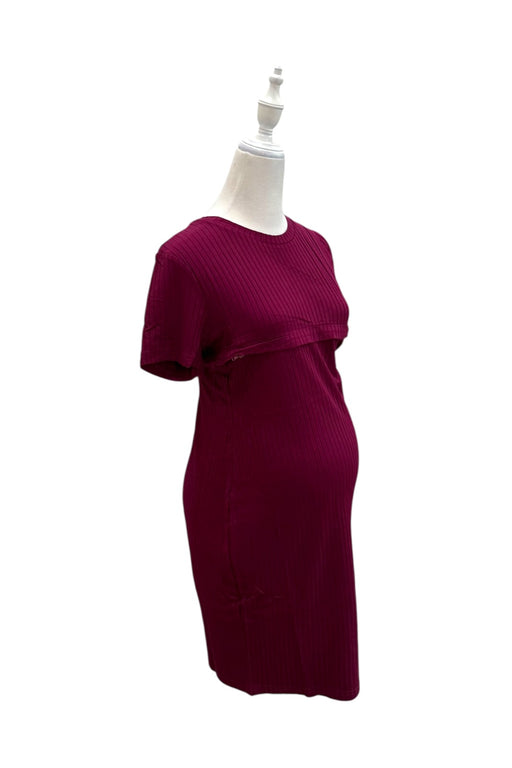 A Burgundy Short Sleeve Dresses from Love Baby Bump in size Maternity-M for maternity. (Front View)