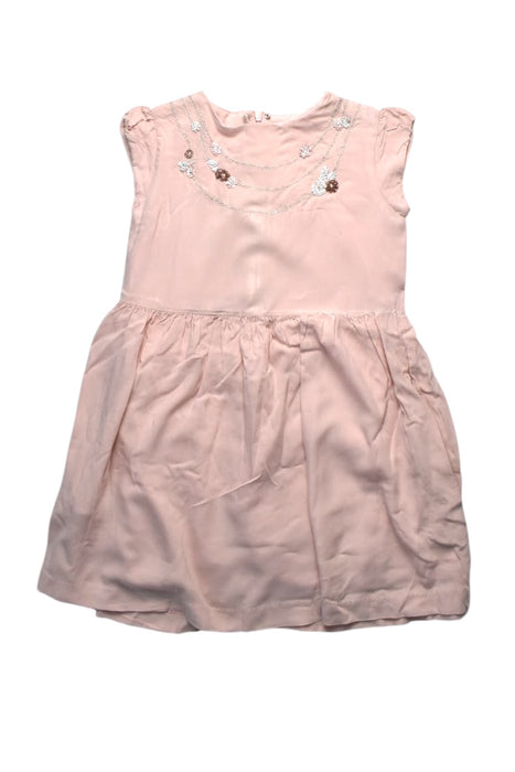 A Pink Sleeveless Dresses from Chateau de Sable in size 6T for girl. (Front View)