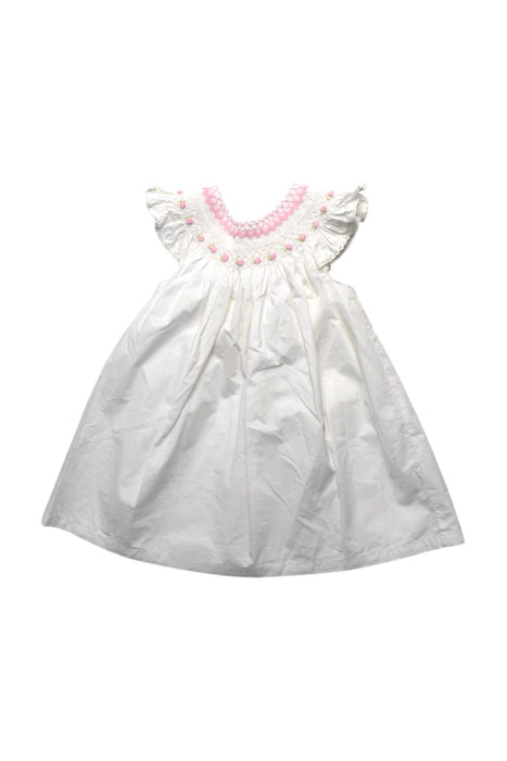 A White Sleeveless Dresses from Smockful of Love in size 2T for girl. (Front View)