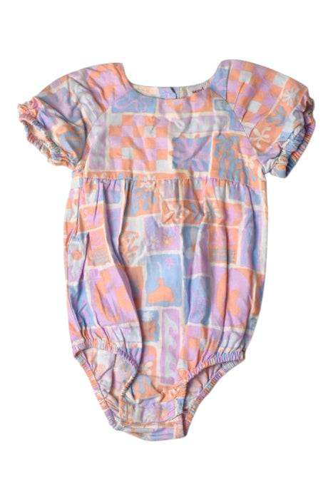 A Multicolour Short Sleeve Rompers from Seed in size 12-18M for girl. (Back View)
