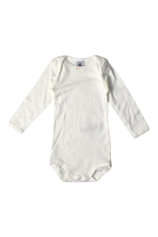 A White Long Sleeve Bodysuits from Petit Bateau in size 6-12M for girl. (Front View)