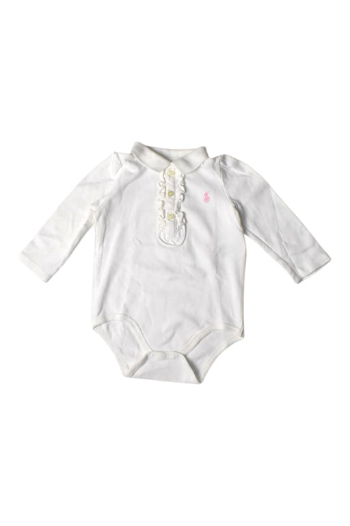 A White Long Sleeve Bodysuits from Ralph Lauren in size 6-12M for girl. (Front View)