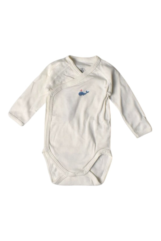 A White Long Sleeve Bodysuits from Petit Bateau in size 0-3M for boy. (Front View)
