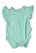 A Green Sleeveless Bodysuits from Raph and Remy in size 0-3M for girl. (Front View)
