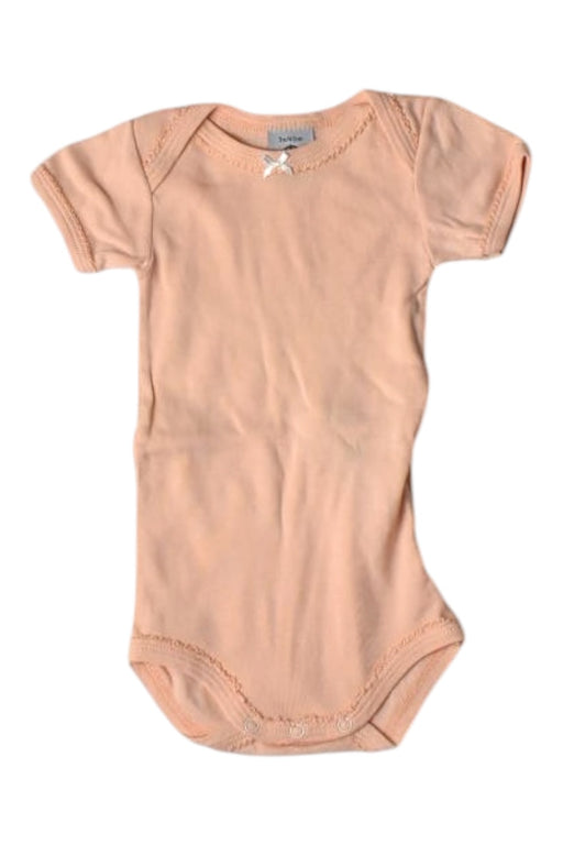 A Peach Short Sleeve Bodysuits from Petit Bateau in size 0-3M for girl. (Front View)