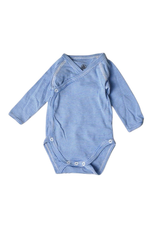 A Blue Long Sleeve Bodysuits from Petit Bateau in size 0-3M for boy. (Front View)