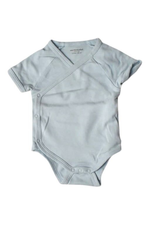 A Blue Short Sleeve Bodysuits from Vertbaudet in size 0-3M for neutral. (Front View)