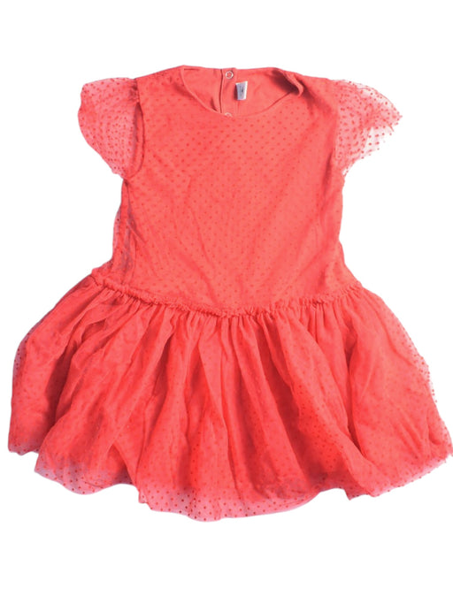 A Red Short Sleeve Dresses from Petit Bateau in size 6T for girl. (Front View)