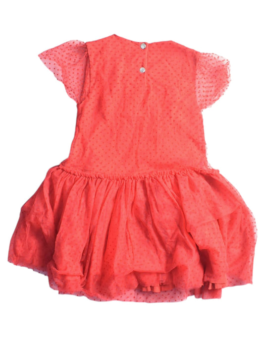 A Red Short Sleeve Dresses from Petit Bateau in size 6T for girl. (Back View)