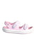 A Pink Sandals from Crocs in size 3T for girl. (Front View)