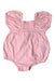 A Pink Sleeveless Rompers from Seed in size 6-12M for girl. (Back View)