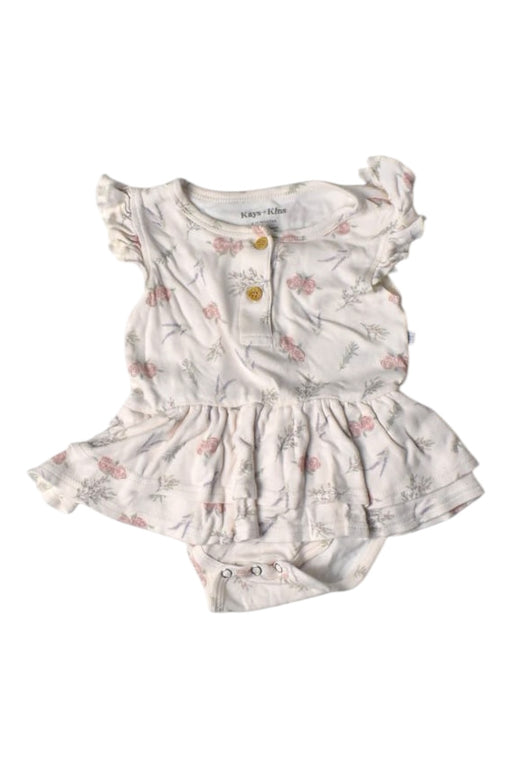 A White Short Sleeve Rompers from Kays + Kins in size 6-12M for girl. (Front View)