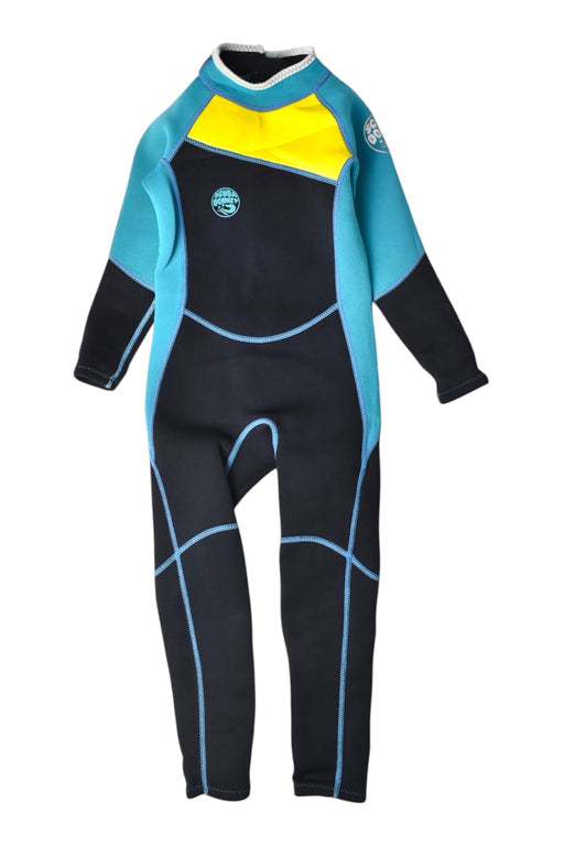 A Blue Wetsuits from Scuba Donkey in size 6T for neutral. (Front View)
