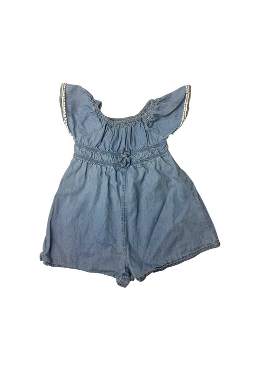 A Blue Sleeveless Rompers from Mayoral in size 6-12M for girl. (Front View)