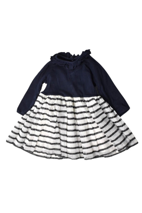 A Navy Long Sleeve Dresses from Petit Bateau in size 6-12M for girl. (Front View)