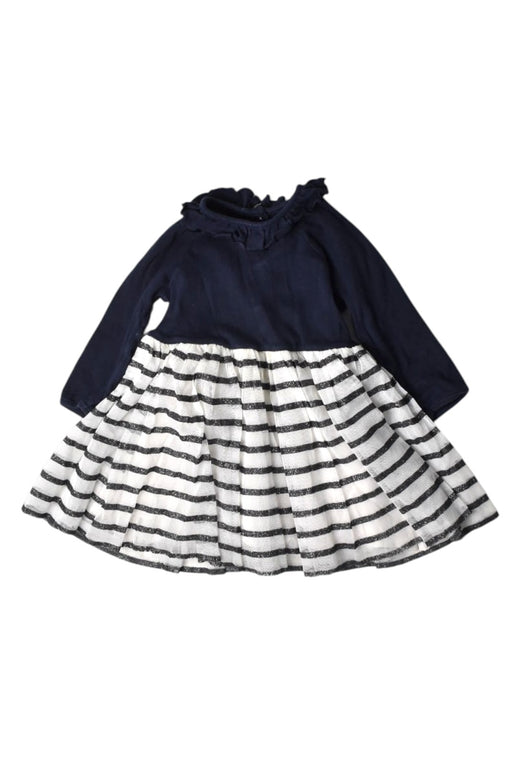 A Navy Long Sleeve Dresses from Petit Bateau in size 6-12M for girl. (Front View)