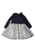A Navy Long Sleeve Dresses from Petit Bateau in size 6-12M for girl. (Front View)