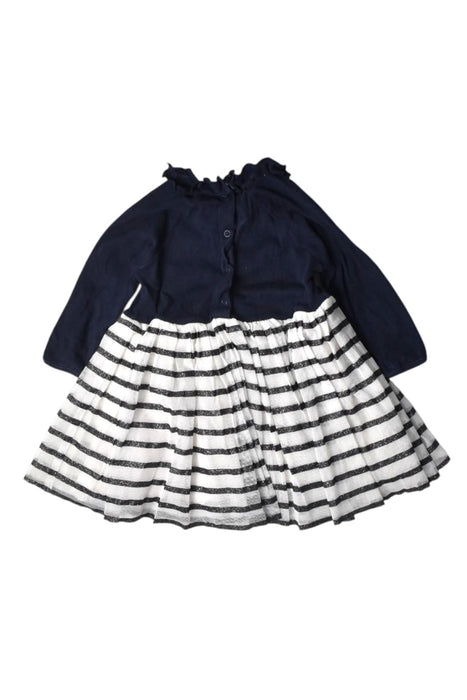 A Navy Long Sleeve Dresses from Petit Bateau in size 6-12M for girl. (Back View)