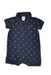 A Navy Short Sleeve Rompers from Petit Bateau in size 6-12M for boy. (Front View)