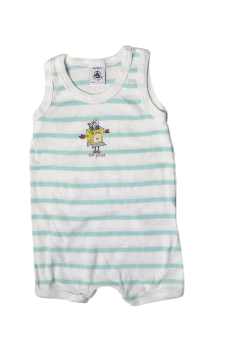 A White Sleeveless Rompers from Petit Bateau in size 0-3M for neutral. (Front View)