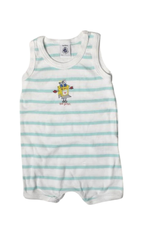 A White Sleeveless Rompers from Petit Bateau in size 0-3M for neutral. (Front View)