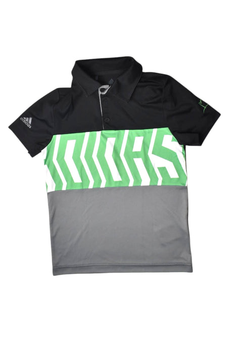 A Black Short Sleeve Polos from Adidas in size 7Y for boy. (Front View)