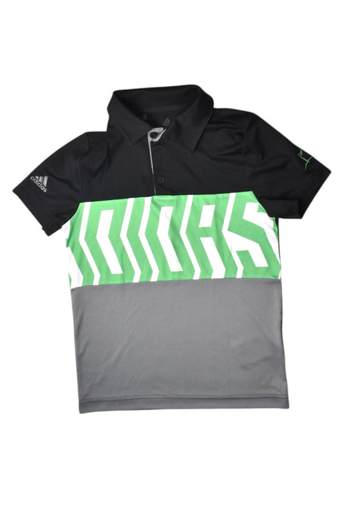 A Black Short Sleeve Polos from Adidas in size 7Y for boy. (Front View)