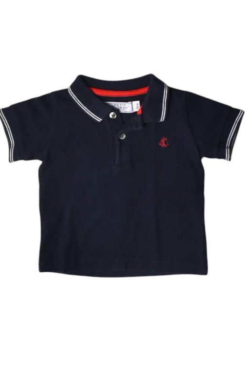 A Navy Short Sleeve Polos from Petit Bateau in size 6-12M for boy. (Front View)