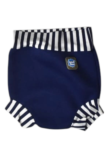 A Navy Swim Diapers from Splash About in size 6-12M for boy. (Front View)