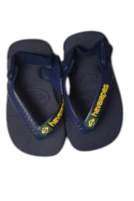 A Navy Flip Flops from Havaianas in size 12-18M for neutral. (Front View)